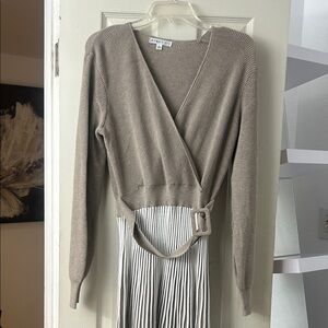 Robbie Bee Taupe and White Sweater Dress